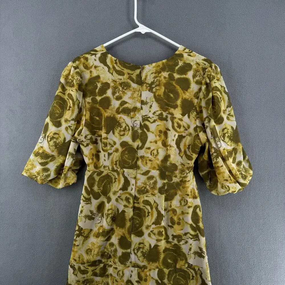Chelsea 28 Forget Me Not Gathered Waist Midi Dress Womens S Green V‎ Neck
